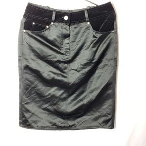 Vintage Valentino Velvet Trimmed Satin A-Skirt